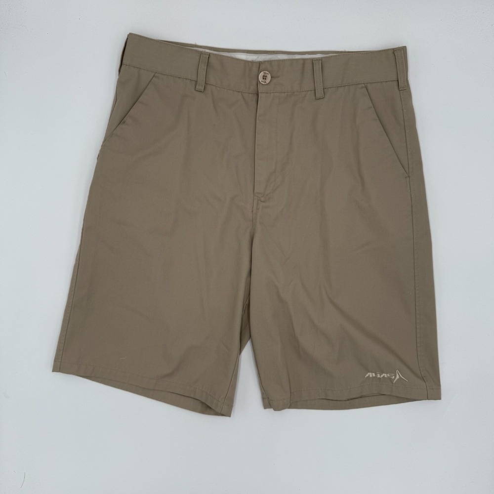 Alias Mx Sheak Chino Shorts Mens Size 36 Beige Solid Flat Front Stretch Summer